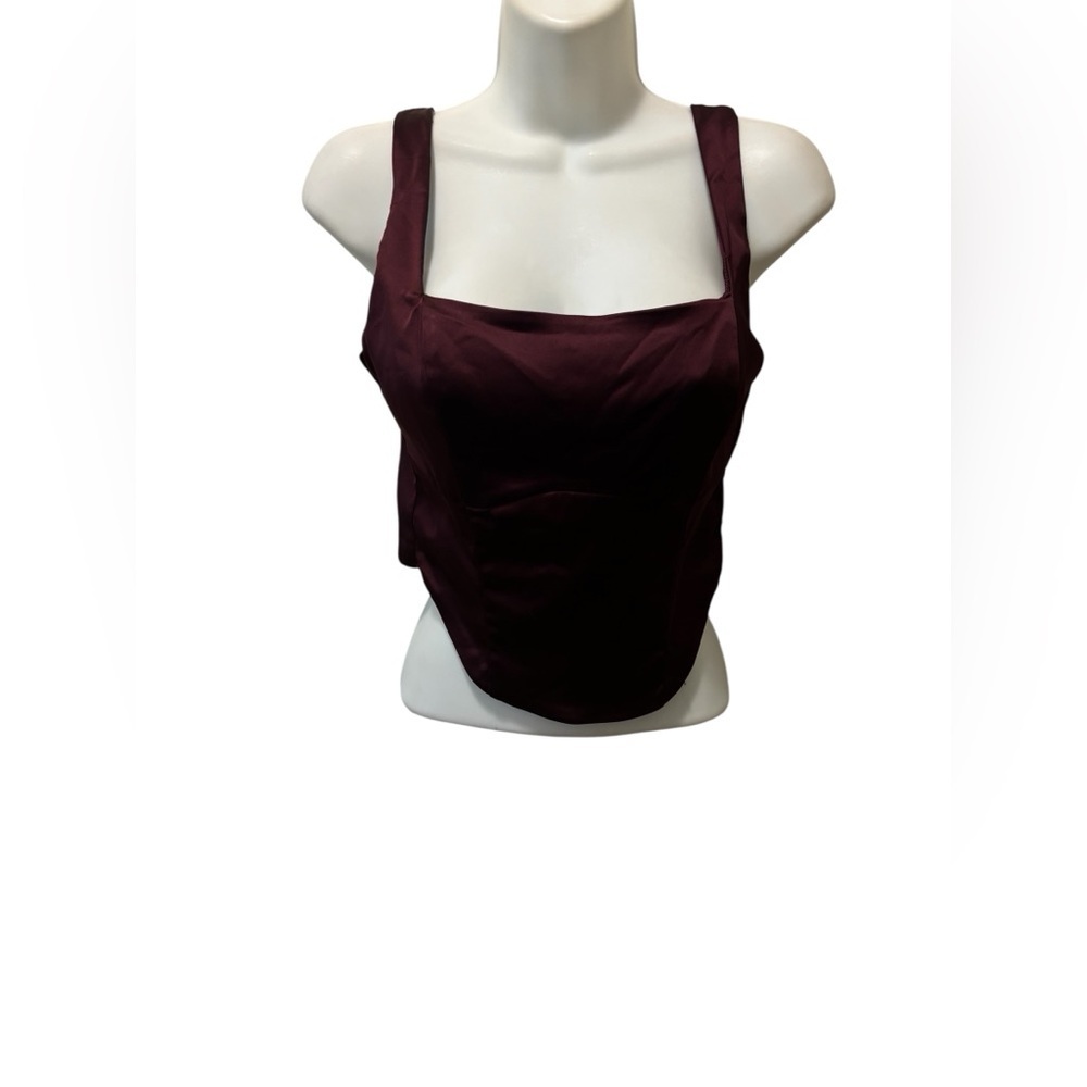 Abercrombie & Fitch Burgundy Stretch Corset Crop Top Sz M Gothic Goth Witch Dark